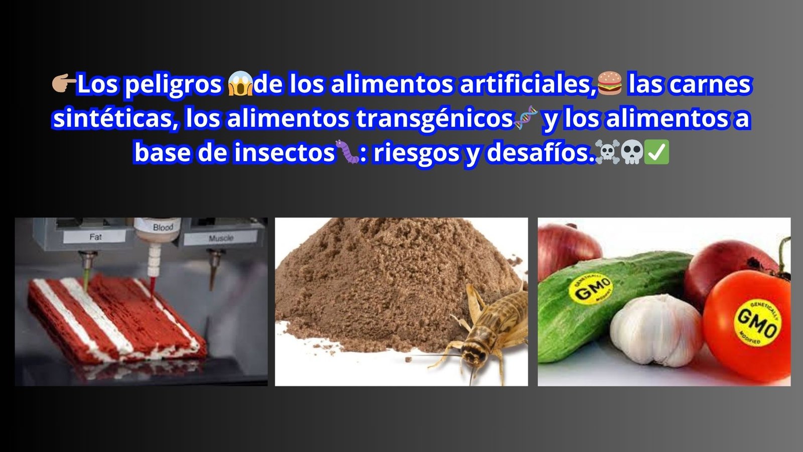 👉🏽Los peligros 😱de los alimentos artificiales🍔🧬🐛: riesgos y desafíos.☠️💀✅